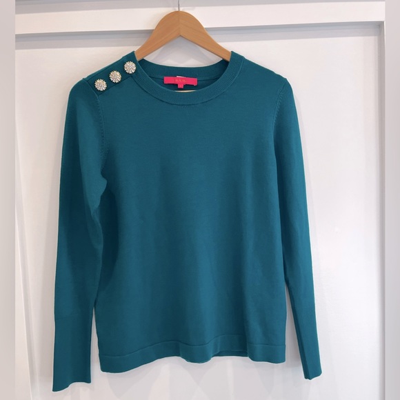 NWOT Lilly Pulitzer Valencia Teal Morgen Sweater Small - Picture 2 of 4